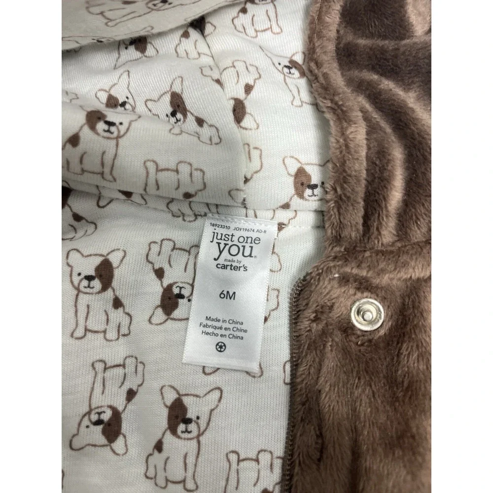 Carter's Just One You Brown Puppy Dog Bunting One‎ Piece Outfit Zip Up 6 Months